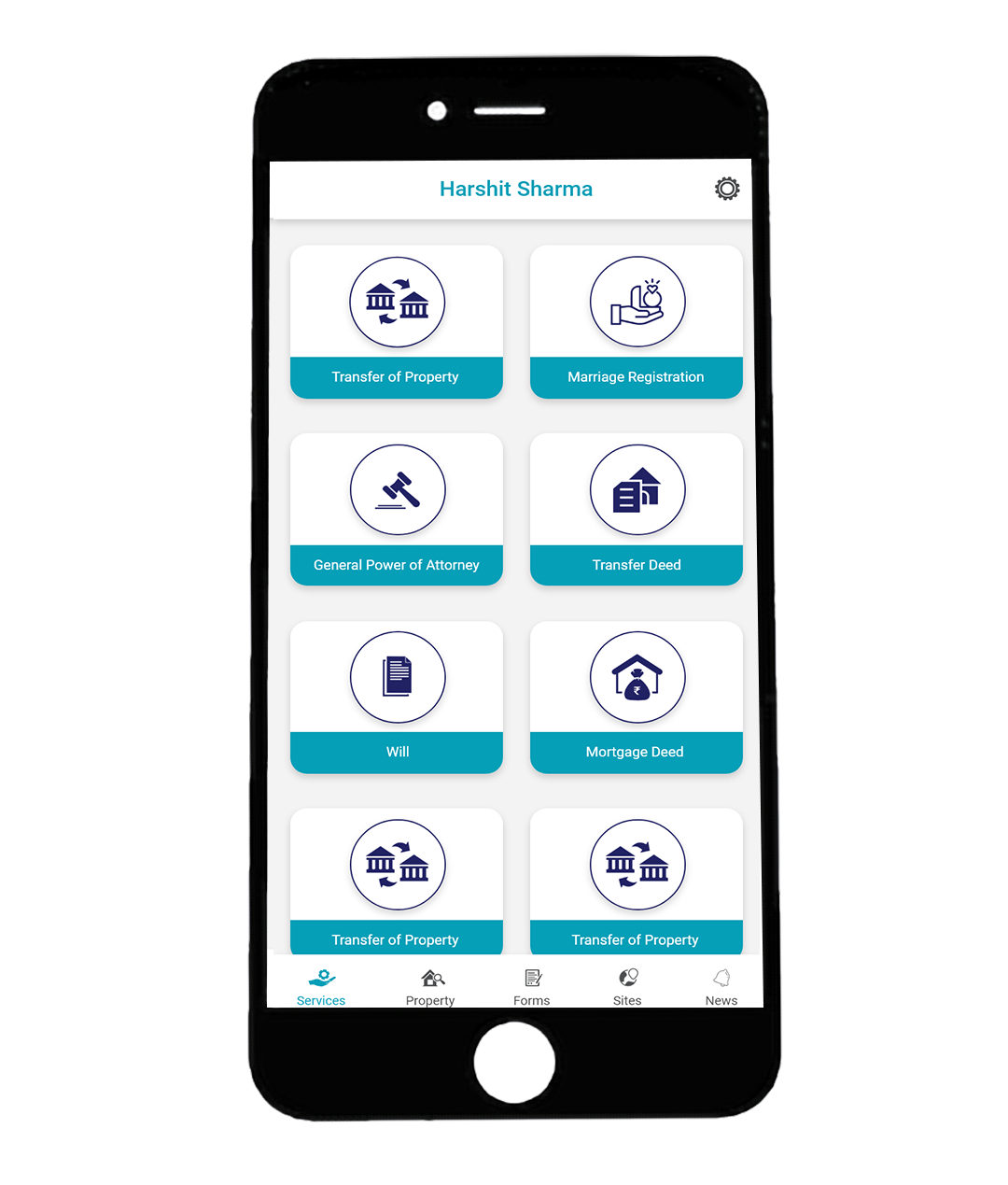 real estate mobile app home screen with property search developed in Noida by Dipanshu Tyech