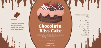 chocolate bliss cake label design